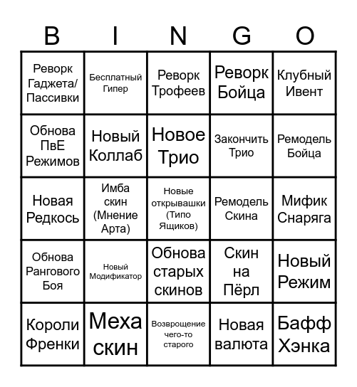 Brawl Talk Bingo Card