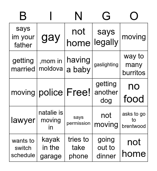 Gary Bingo Card