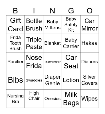 Be sure to mark your free spot! Bingo Card