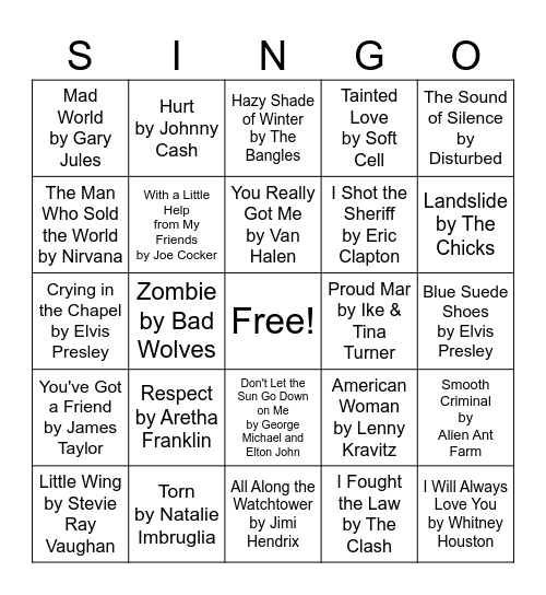 Covers Bingo Card