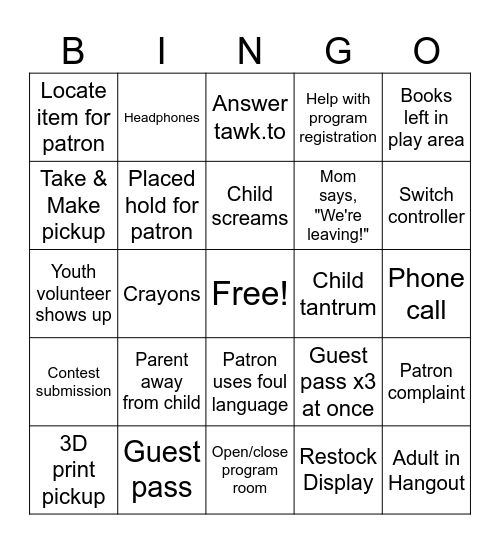 Desk Bingo Card