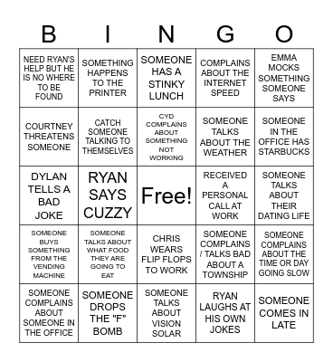 Office Bingo Card