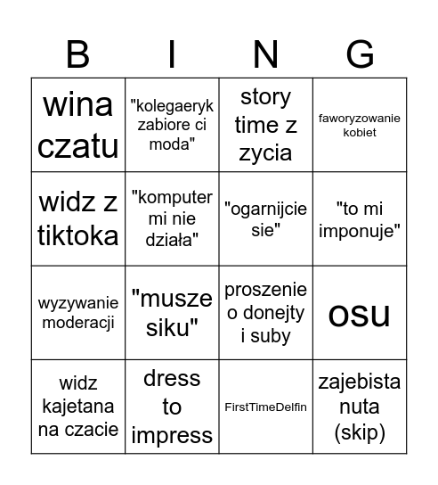 strim julki Bingo Card