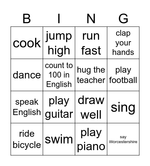 Can you? Bingo Card