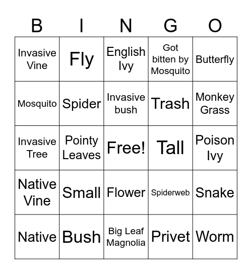 Outdoor ID Bingo Card