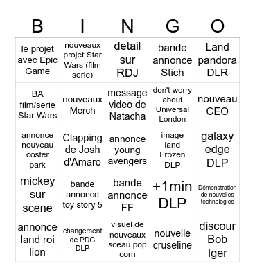 Annonce D23 Bingo Card