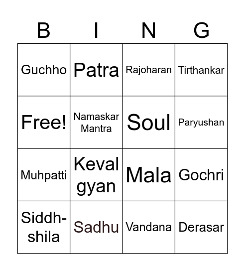 Jain Bingo VS Bingo Card
