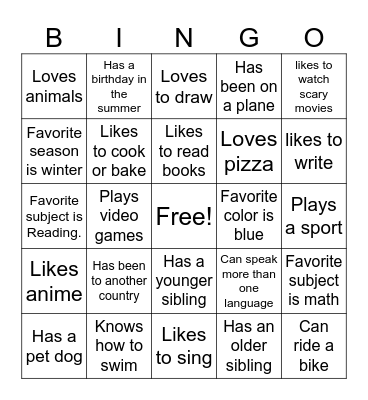 Friends Bingo Card