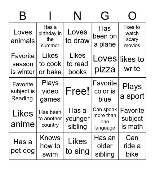 Friends Bingo Card