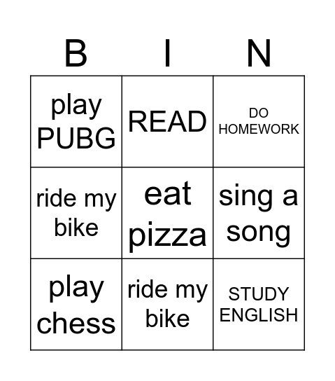 I'm going to... Bingo Card