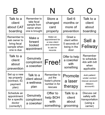 FOH Bingo! Bingo Card