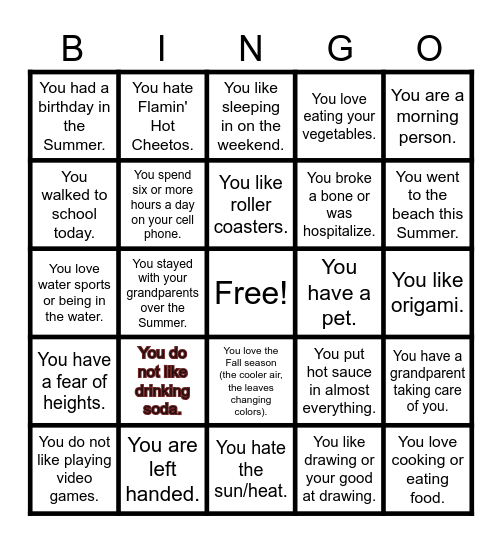 Who are YOU? Bingo Card