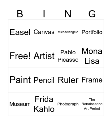 Art Bingo Card