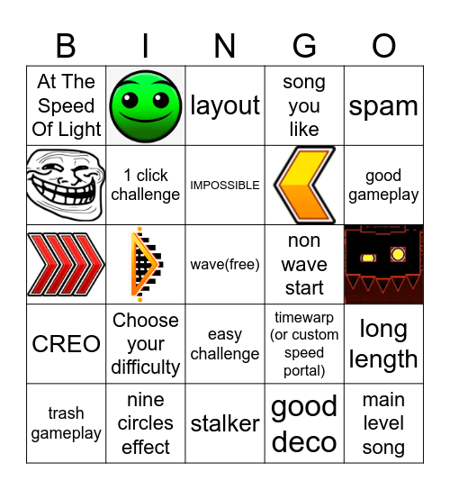 wave challenge bingo (gd) Bingo Card