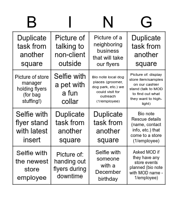 August 3-4 Bingo Card