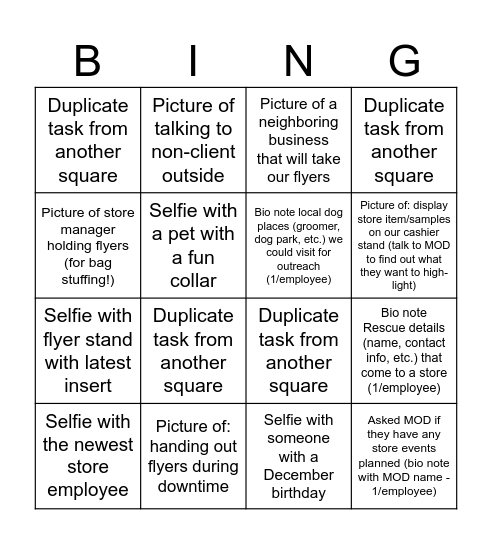 August 3-4 Bingo Card