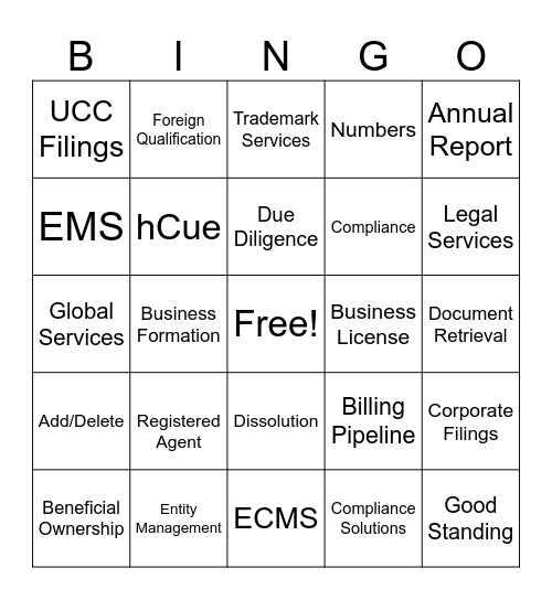 CT Team 5 Bingo Card