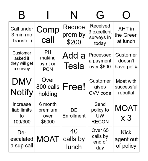 BINGO Card