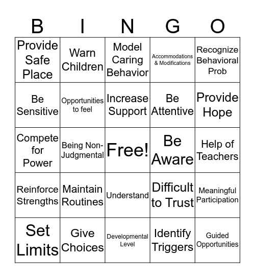 Trauma  Bingo Card