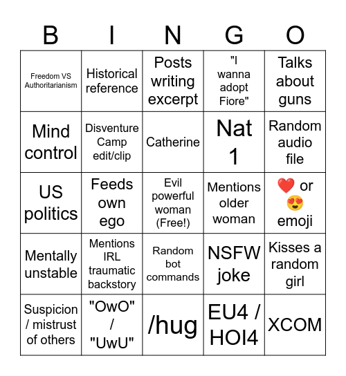 Nasa Bingo Card