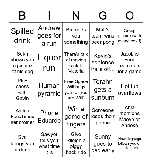 Chillllllli-whack Bingo Card