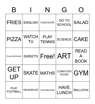 VOCABULARY BINGO! Bingo Card