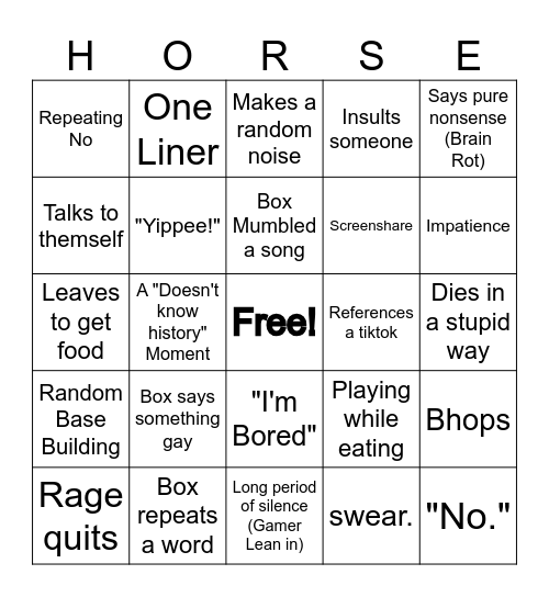 Boxingo Bingo Card