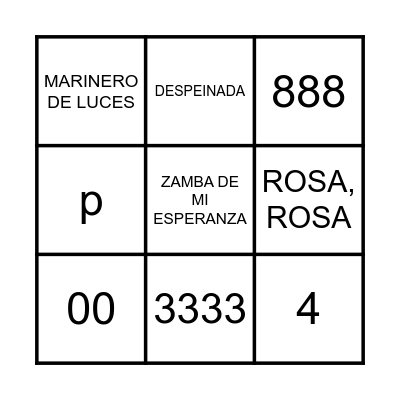 BINGO MUSICAL Bingo Card