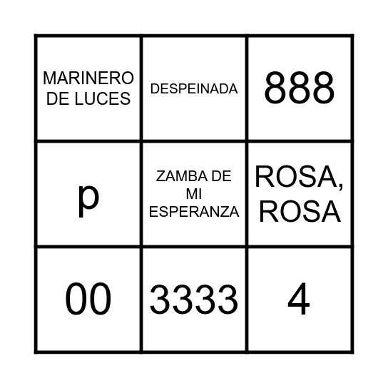 BINGO MUSICAL Bingo Card