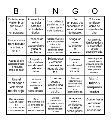Eficiencia Energética Bingo Card