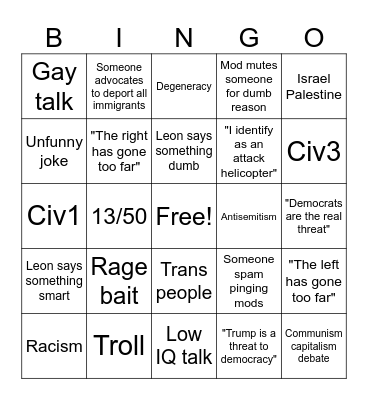 PD Bingo Card