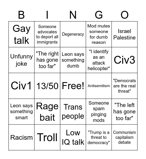 PD Bingo Card