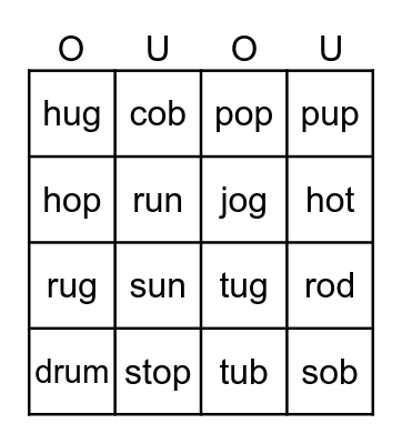 PHONICS BINGO Card