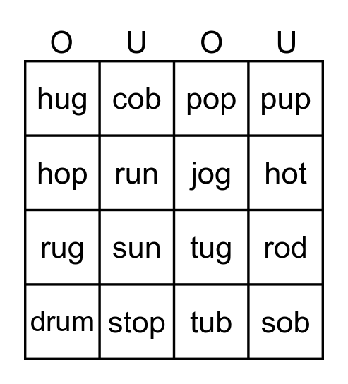 PHONICS BINGO Card