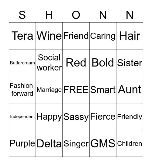 LIFE OF SHONNY Bingo Card