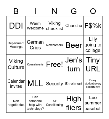 German's Bingo Card