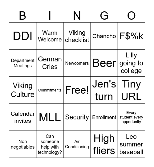 German's Bingo Card
