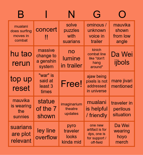 THEE 5.0 Bingo Card