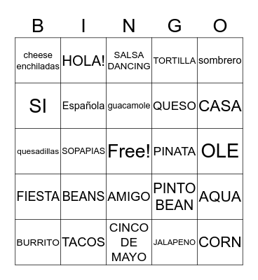 FIESTA FRIDAY Bingo Card