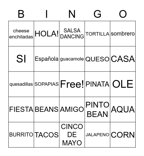 FIESTA FRIDAY Bingo Card