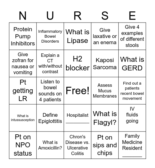 GI BINGO CARD Bingo Card