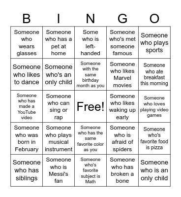 Human Bingo Card