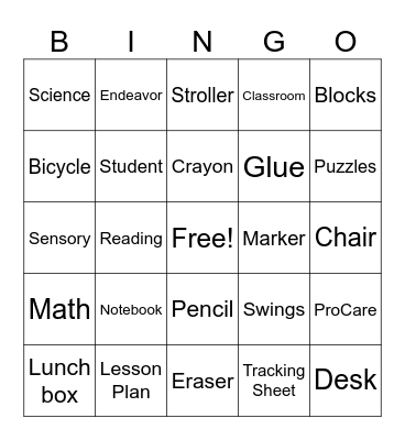 Back-to-School Bingo Card