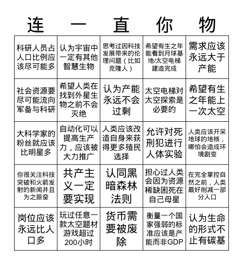 “科技至上”主义宾果游戏 Bingo Card