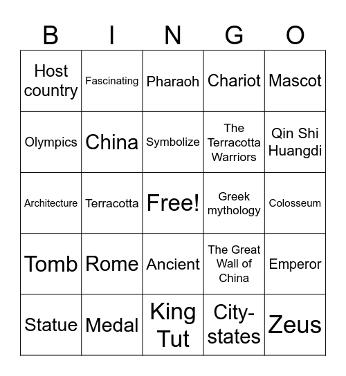 Vocabulary Bingo Card