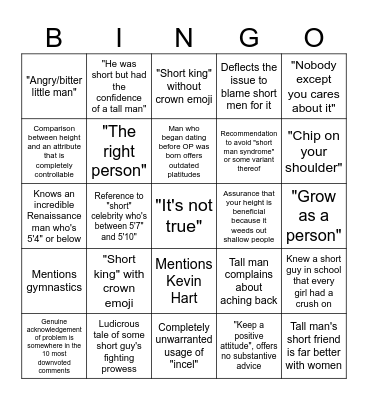 Reddit Gaslight Bingo Card