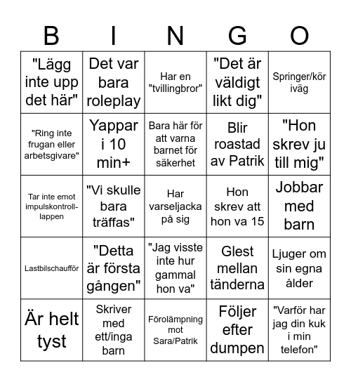 DUMPEN GÄDDOR Bingo Card