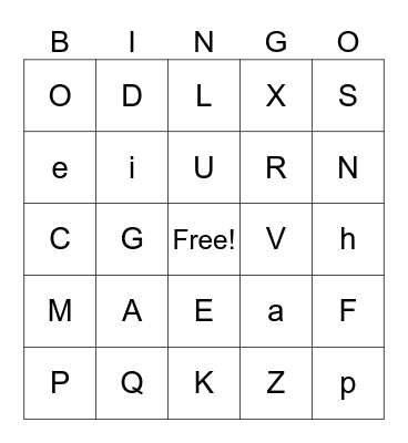 Alphabet Bingo Card