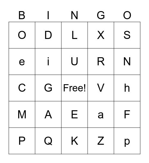 Alphabet Bingo Card