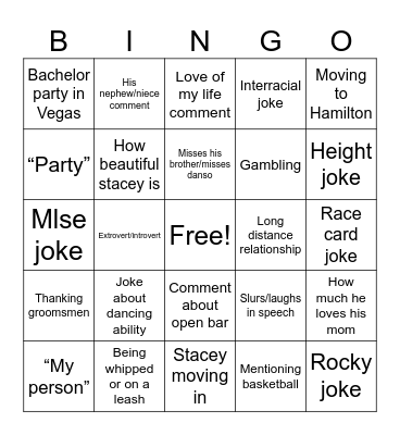 Danso wedding Bingo Card